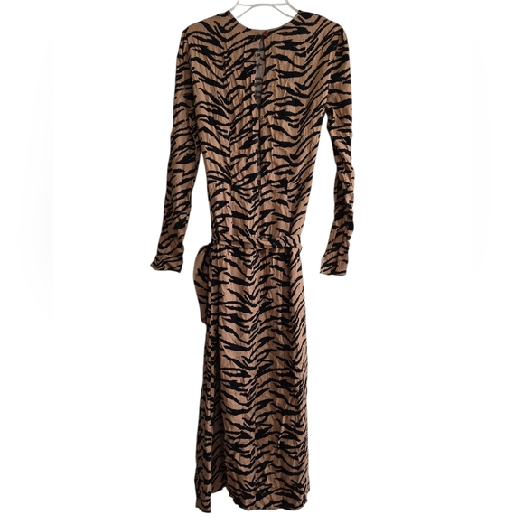 Reformation Maurita Rajah Wrap Skirt Midi Dress Size 0 Tiger Stripe - Picture 9 of 13